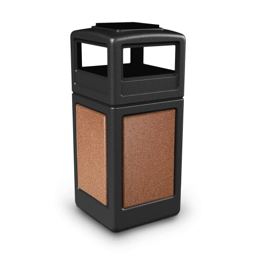 Commercial Zone® StoneTec® 42 Gallon Waste Container Ashtray Lid Black with Sedona Panels